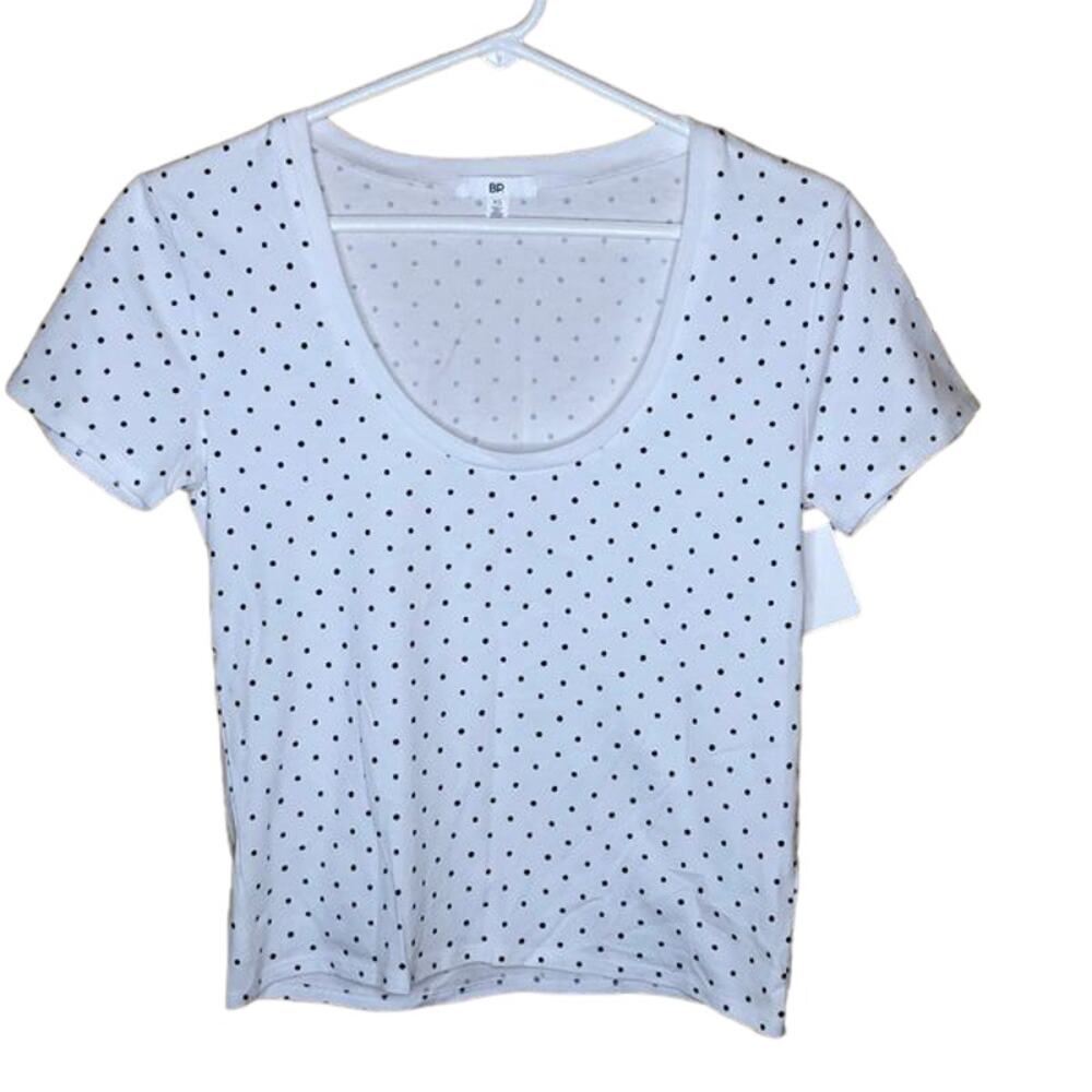 BP White Black Polka Dot Short Sleeve Shirt New XS